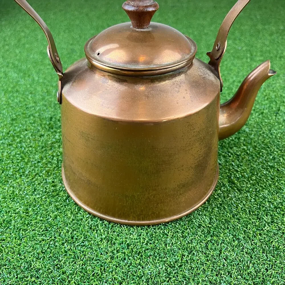 Vintage Copper Tea Kettle with a Wood Handle Made in Portugal